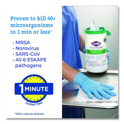 Hydrogen Peroxide Cleaner Disinfectant Wipes, 9 x 6.75, Unscented, White, 95/Canister, 6 Canisters/Carton