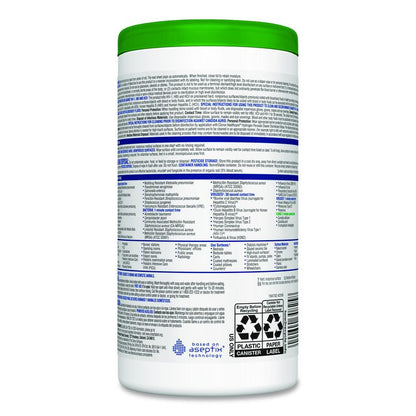 Hydrogen Peroxide Cleaner Disinfectant Wipes, 5.75 x 6.75, Unscented, White, 155/Canister, 6 Canisters/Carton