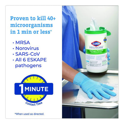Hydrogen Peroxide Cleaner Disinfectant Wipes, 5.75 x 6.75, Unscented, White, 155/Canister, 6 Canisters/Carton