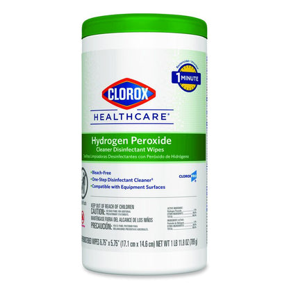 Hydrogen Peroxide Cleaner Disinfectant Wipes, 5.75 x 6.75, Unscented, White, 155/Canister, 6 Canisters/Carton