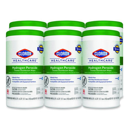 Hydrogen Peroxide Cleaner Disinfectant Wipes, 5.75 x 6.75, Unscented, White, 155/Canister, 6 Canisters/Carton