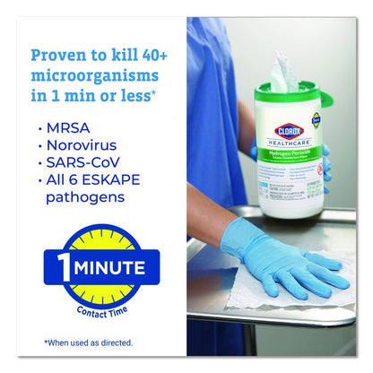 Hydrogen Peroxide Cleaner Disinfectant Wipes, 12 x 11, Unscented, White, 185/Pack, 2 Packs/Carton