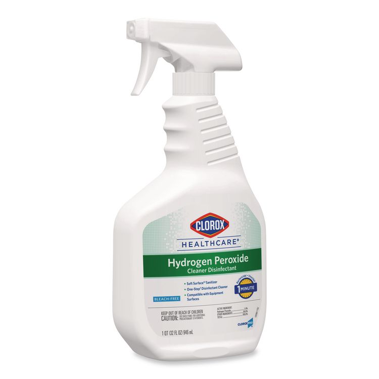 Hydrogen-Peroxide Cleaner/Disinfectant, Unscented, 32 oz Spray Bottle, 9/Carton
