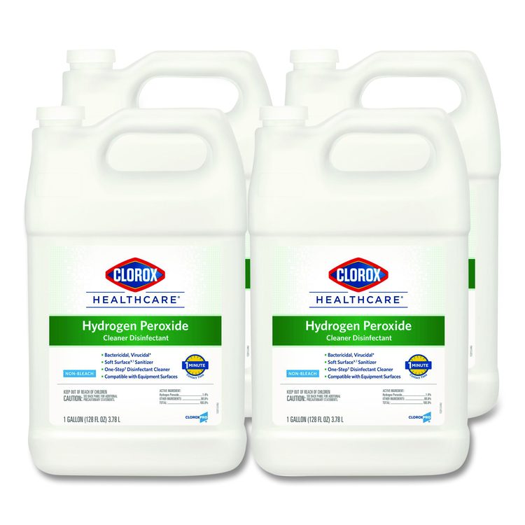 Hydrogen-Peroxide Cleaner/Disinfectant, Unscented, 1 gal Bottle, 4/Carton