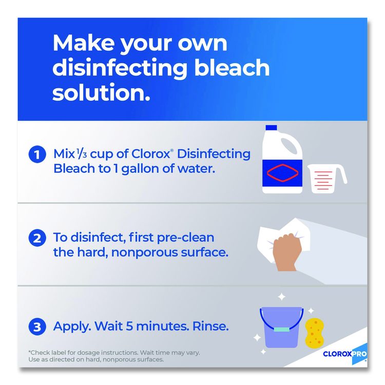 CloroxPro Concentrated Germicidal Bleach, Regular Scent, 121 oz Bottle, 3/Carton