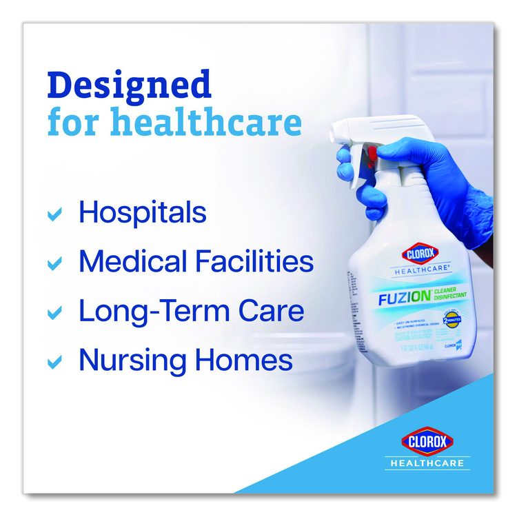 Fuzion Cleaner Disinfectant, Unscented, 32 oz Spray Bottle, 9/Carton