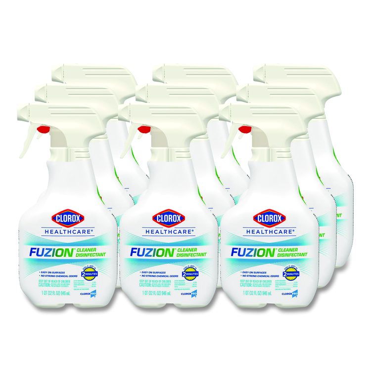 Fuzion Cleaner Disinfectant, Unscented, 32 oz Spray Bottle, 9/Carton