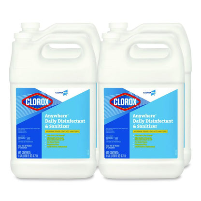 CloroxPro Anywhere Daily Disinfectant and Sanitizer, Unscented, 128 oz Bottle, 4/Carton