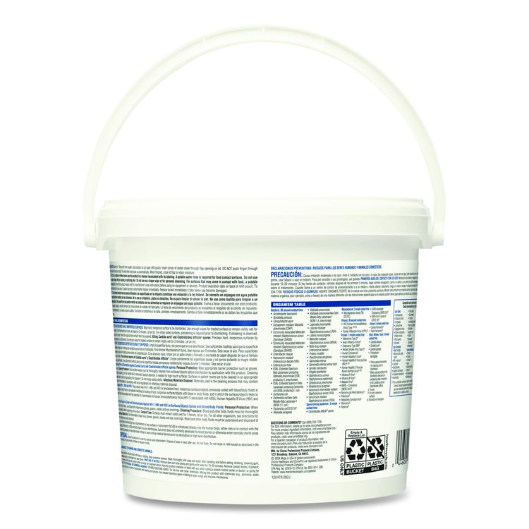 Bleach Germicidal Wipes, 1-Ply, 12 x 12, Unscented, White, 110/Bucket