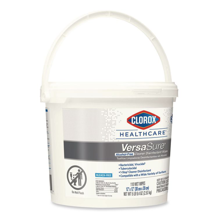 VersaSure Cleaner Disinfectant Wipes, 1-Ply, 12 x 12, Fragranced, White, 110/Bucket