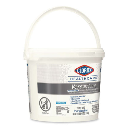 VersaSure Cleaner Disinfectant Wipes, 1-Ply, 12 x 12, Fragranced, White, 110/Bucket