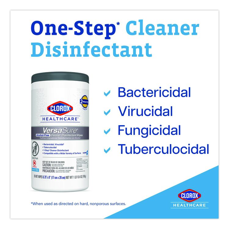 VersaSure Cleaner Disinfectant Wipes, 1-Ply, 12 x 12, Fragranced, White, 110/Bucket