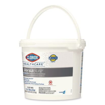 VersaSure Cleaner Disinfectant Wipes, 1-Ply, 12 x 12, Fragranced, White, 110/Bucket