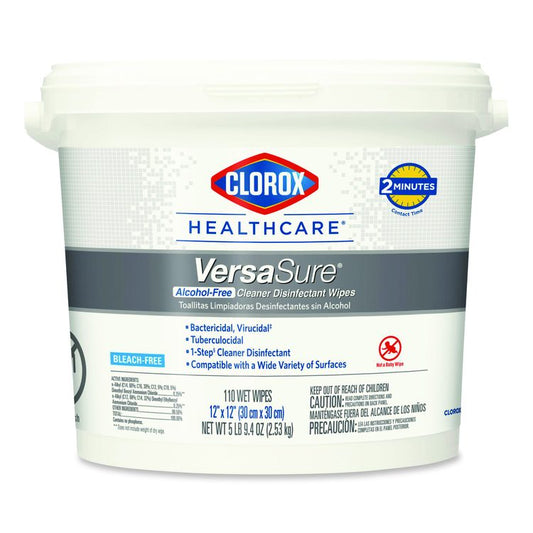 VersaSure Cleaner Disinfectant Wipes, 1-Ply, 12 x 12, Fragranced, White, 110/Bucket