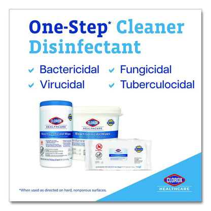 Bleach Germicidal Wipes, 1-Ply, 6.75 x 9, Unscented, White, 70/Canister