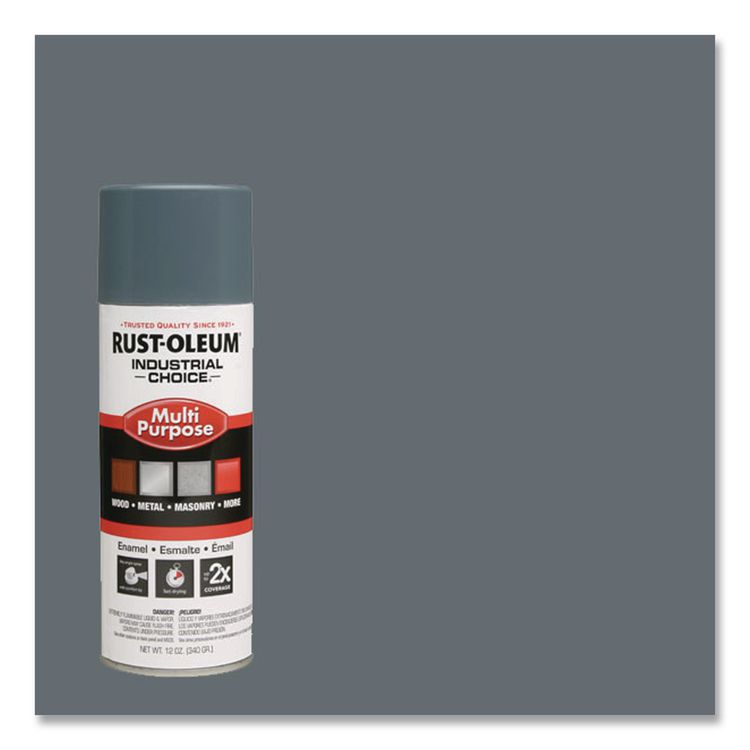 Industrial Choice 1600 System Multi-Purpose Enamel Spray Paint, Gloss Machinery Gray, 12 oz Aerosol Can, 6/Carton