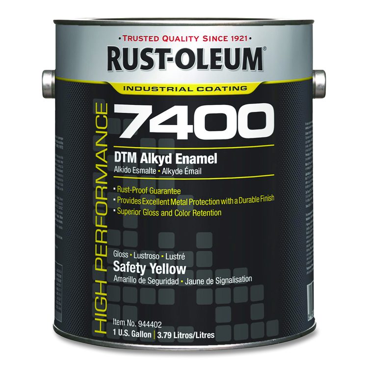 High Performance 7400 System 450 VOC DTM Alkyd Enamel Paint, Gloss Safety Yellow, 1 gal. Bucket/Pail, 2/Carton