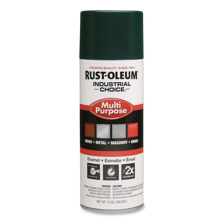 Industrial Choice 1600 System Multi-Purpose Enamel Spray Paint, Gloss Green, 12 oz Aerosol Can, 6/Carton