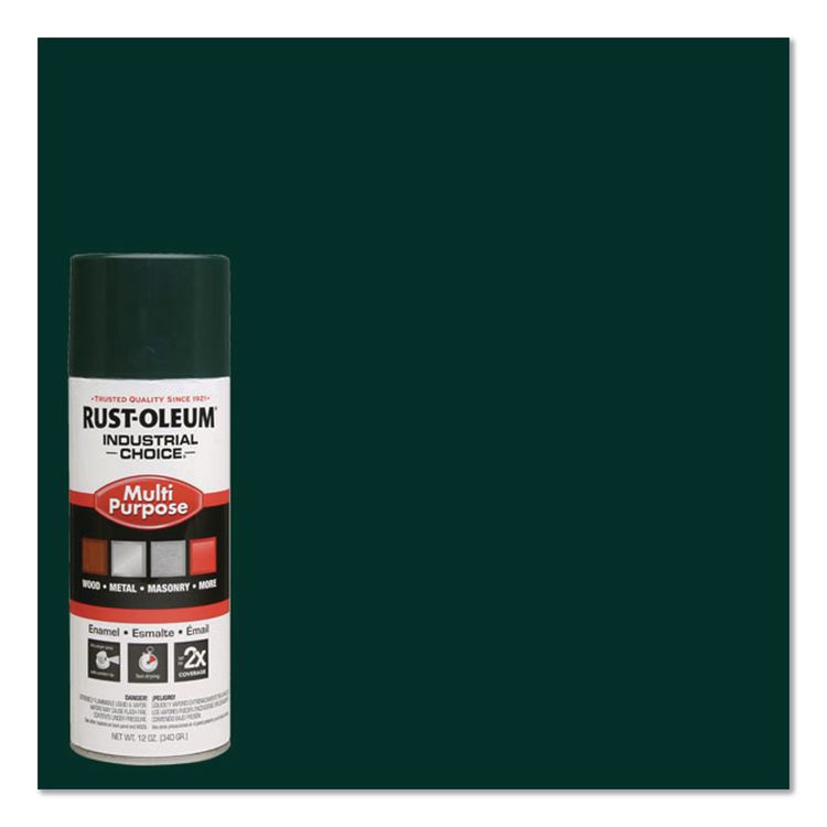 Industrial Choice 1600 System Multi-Purpose Enamel Spray Paint, Gloss Green, 12 oz Aerosol Can, 6/Carton