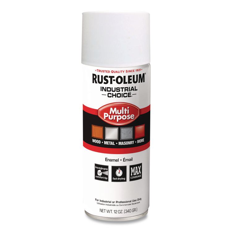 Industrial Choice 1600 System Multi-Purpose Enamel Spray Paint, Flat White, 12 oz Aerosol Can, 6/Carton