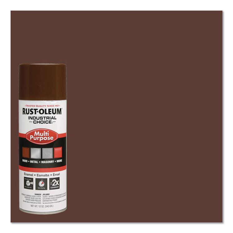 Industrial Choice 1600 System Multi-Purpose Enamel Spray Paint, Gloss Brown, 12 oz Aerosol Can, 6/Carton