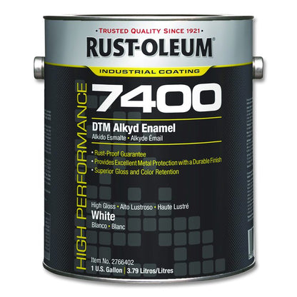 High Performance 7400 System 450 VOC DTM Alkyd Enamel Paint, High Gloss White, 1 gal Bucket/Pail, 2/Carton