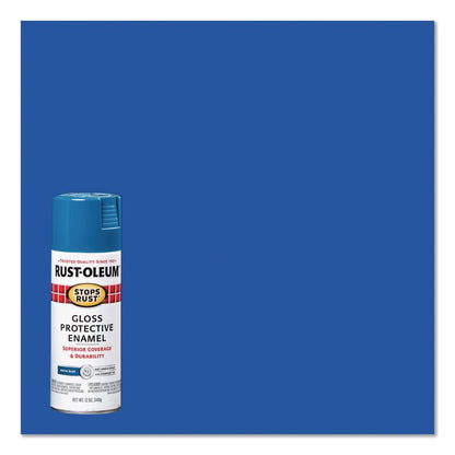 Stops Rust Spray Paint, Gloss Blue, 12 oz Aerosol Can, 6/Carton