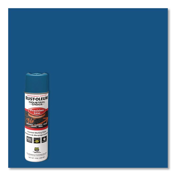 Industrial Choice M1600 System Solvent-Based Precision Line Marking Paint, Flat Blue, 17 oz Aerosol Can, 12/Carton