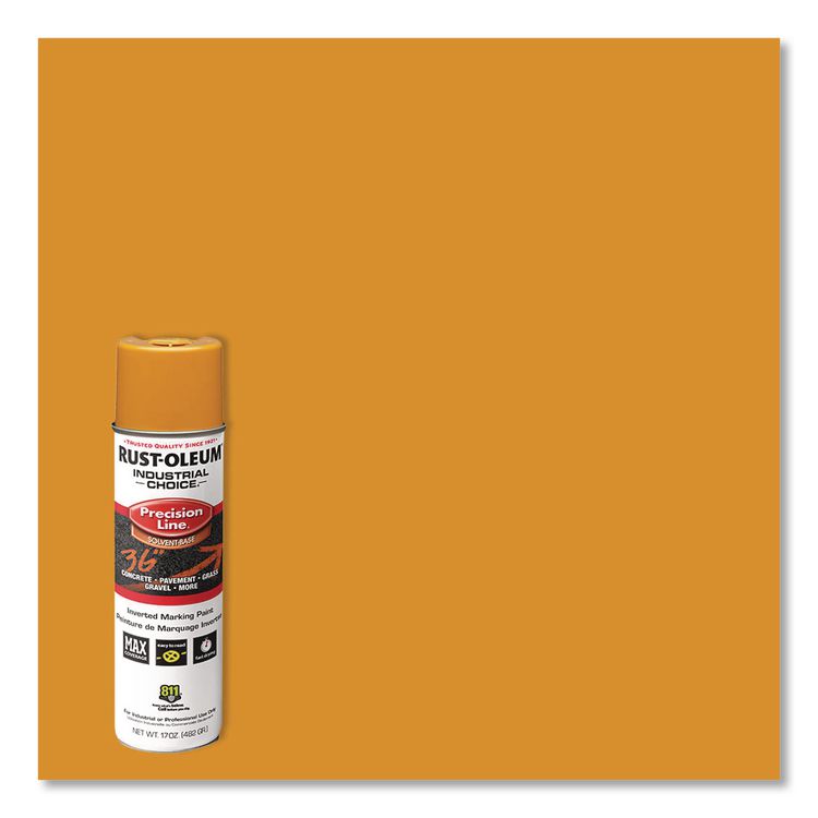 Industrial Choice M1600 System Solvent-Based Precision Line Marking Paint, Flat Yellow, 17 oz Aerosol Can, 12/Carton