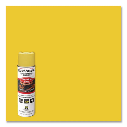 Industrial Choice M1600 System Solvent-Based Precision Line Marking Paint, Flat Hi-Vis Yellow, 17 oz Aerosol Can, 12/Carton
