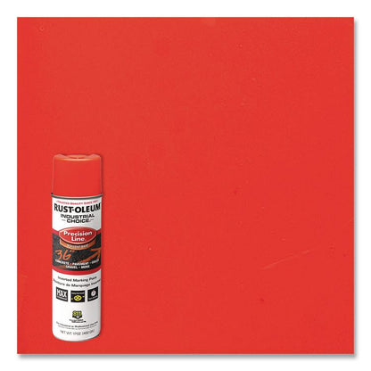 Industrial Choice M1600 System Solvent-Based Precision Line Marking Paint, Flat Fluorescent Red-Orange,17oz Aerosol Can,12/CT