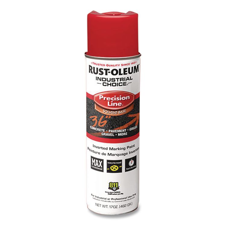 Industrial Choice M1600 System Solvent-Based Precision Line Marking Paint, Flat Red, 17 oz Aerosol Can, 12/Carton