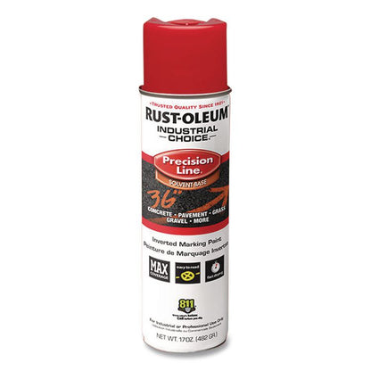 Industrial Choice M1600 System Solvent-Based Precision Line Marking Paint, Flat Red, 17 oz Aerosol Can, 12/Carton