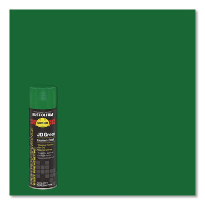 Hard Hat High Performance V2100 System Rust Preventive Enamel Spray Paint, Gloss John Deere Green,15 oz Aerosol Can, 6/Carton