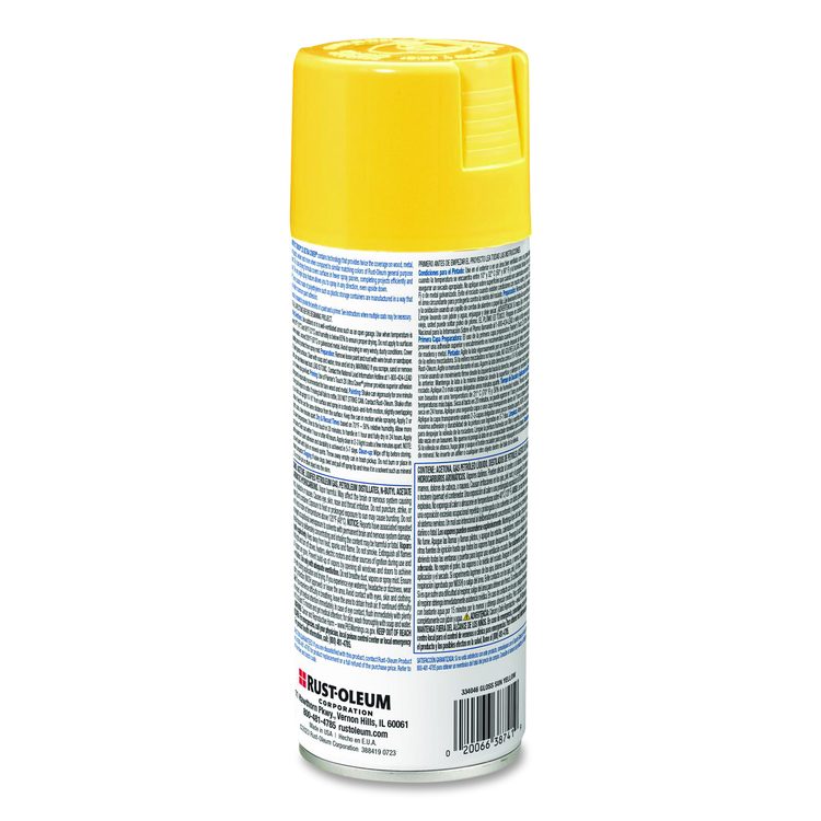 Painter's Touch 2X Ultra Cover Spray Paint, Gloss Sun Yellow, 12 oz Aerosol Can, 6/Carton