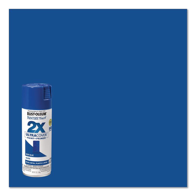 Painter's Touch 2X Ultra Cover Spray Paint, Gloss Deep Blue, 12 oz Aerosol Can, 6/Carton