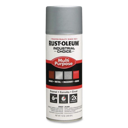 Industrial Choice 1600 System Multi-Purpose Enamel Spray Paint, Gloss Aluminum, 12 oz Aerosol Can, 6/Carton