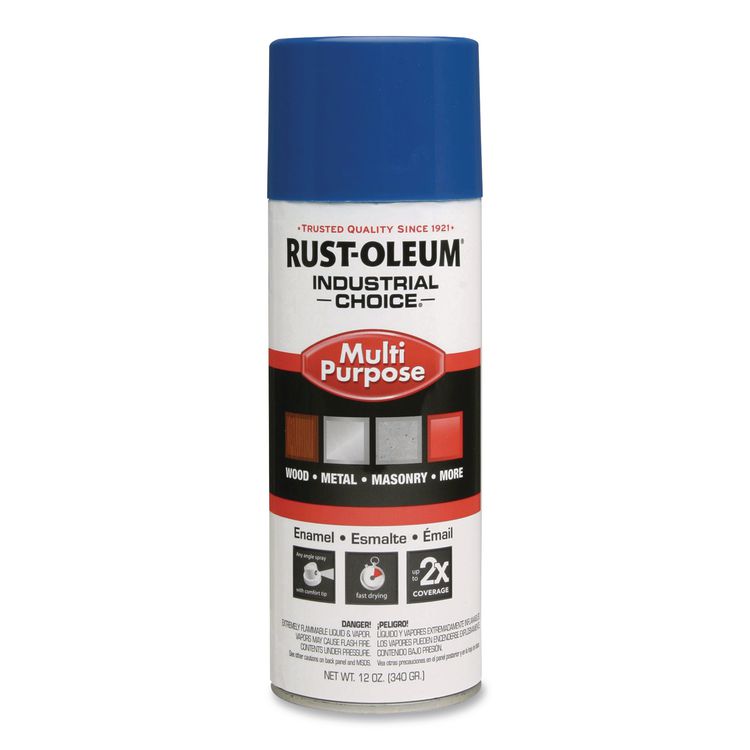 Industrial Choice 1600 System Multi-Purpose Enamel Spray Paint, Gloss Blue, 12 oz Aerosol Can, 6/Carton