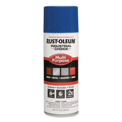 Industrial Choice 1600 System Multi-Purpose Enamel Spray Paint, Gloss Blue, 12 oz Aerosol Can, 6/Carton
