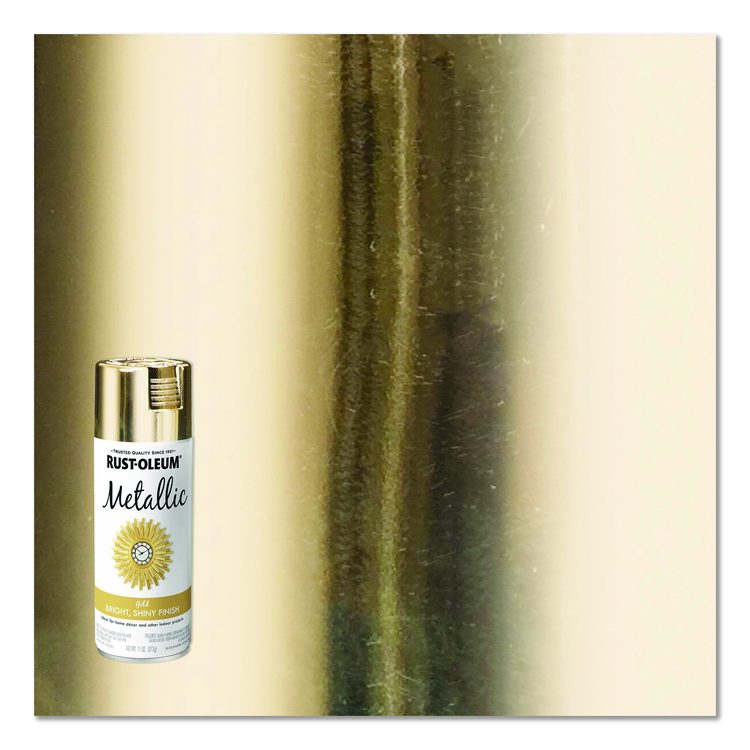Metallic Spray Paint, Metallic Gold, 11 oz Aerosol Can, 6/Carton