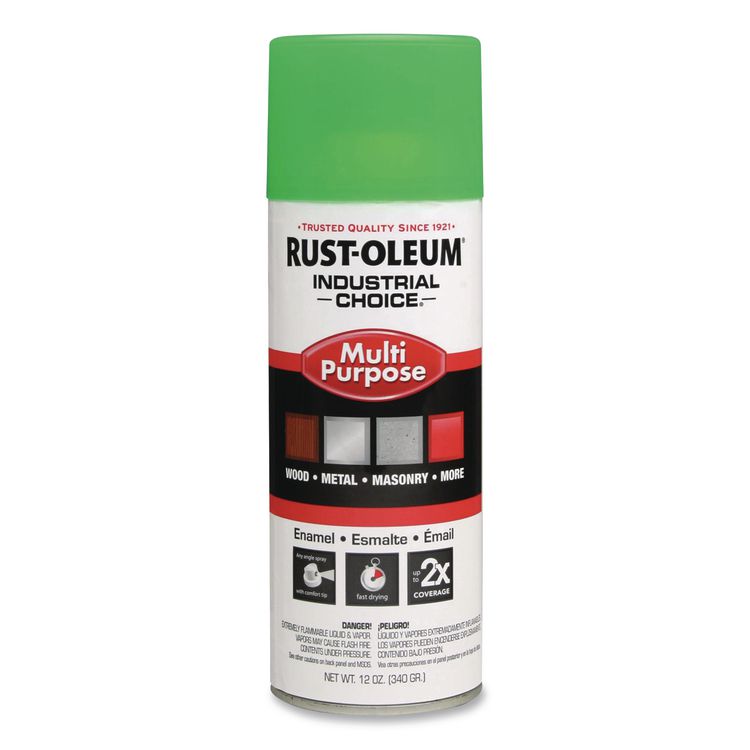 Industrial Choice 1600 System Multi-Purpose Enamel Spray Paint, Flat Green, 12 oz Aerosol Can, 6/Carton