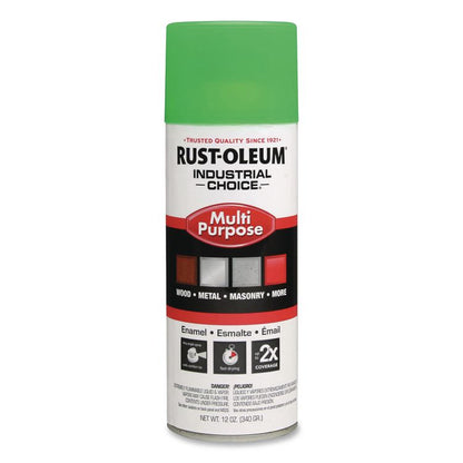 Industrial Choice 1600 System Multi-Purpose Enamel Spray Paint, Flat Green, 12 oz Aerosol Can, 6/Carton