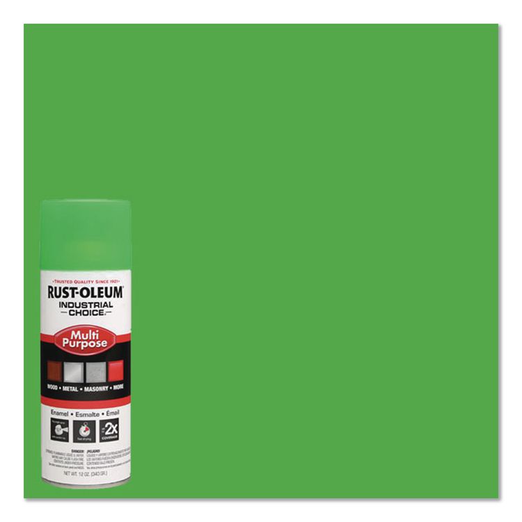 Industrial Choice 1600 System Multi-Purpose Enamel Spray Paint, Flat Green, 12 oz Aerosol Can, 6/Carton