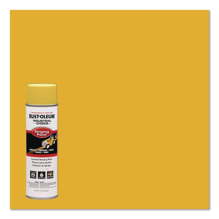 Industrial Choice S1600 System Inverted Striping Paint, Flat Yellow, 18 oz Aerosol Can, 6/Carton