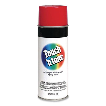 Touch'n Tone Spray Paint, Gloss Red, 10 oz Aerosol Can, 6/Carton