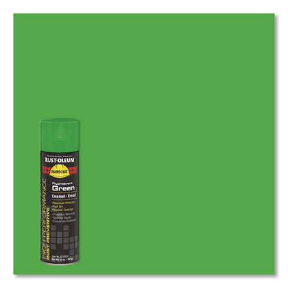 Hard Hat High Performance V2100 System Rust Preventive Enamel Spray Paint, Gloss Fluorescent Green, 15 oz Aerosol Can, 6/CT