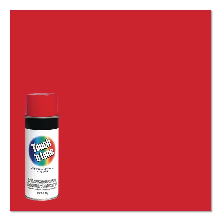 Touch'n Tone Spray Paint, Gloss Red, 10 oz Aerosol Can, 6/Carton