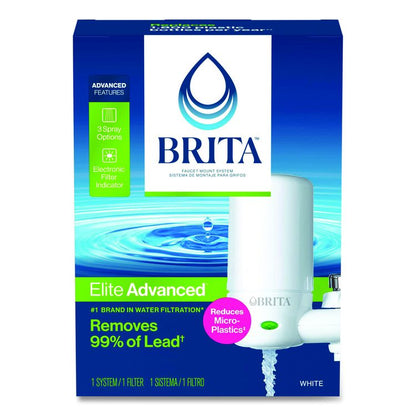 Water Faucet Mount Filtration System with 1 Elite Advanced Replacement Filter, White