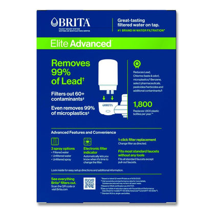 Water Faucet Mount Filtration System with 1 Elite Advanced Replacement Filter, White
