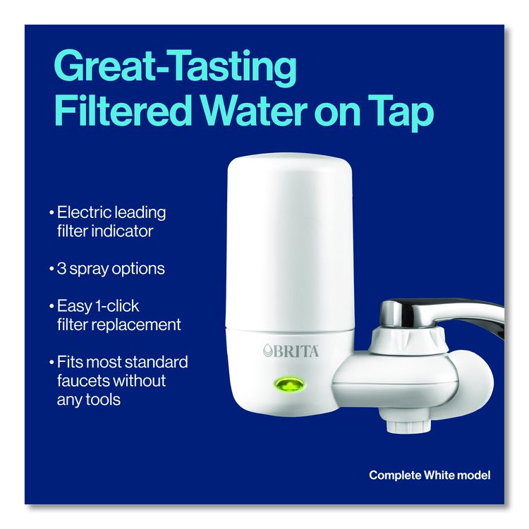 Water Faucet Mount Filtration System with 1 Elite Advanced Replacement Filter, White